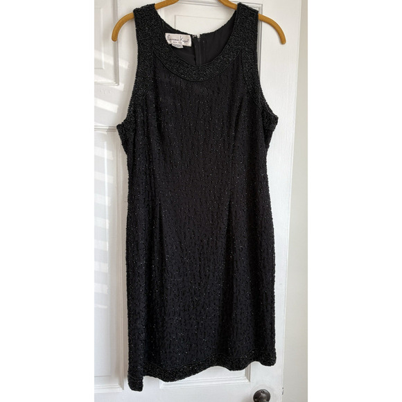 Laurence Kazar Dresses & Skirts - Vintage Lawrence Kazar Beaded Black Dress Size Large Y2K Sleeveless